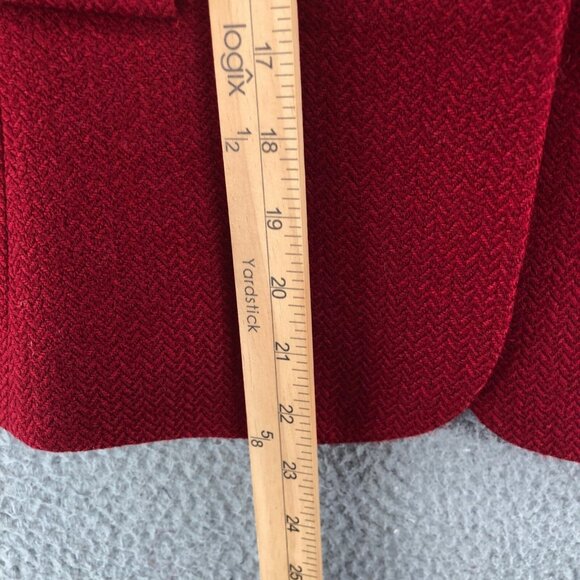 Tahari Blazer Womens 10 Petite Red Wool Blend Shawl Lapel Snap Front Career Work - Picture 8 of 9